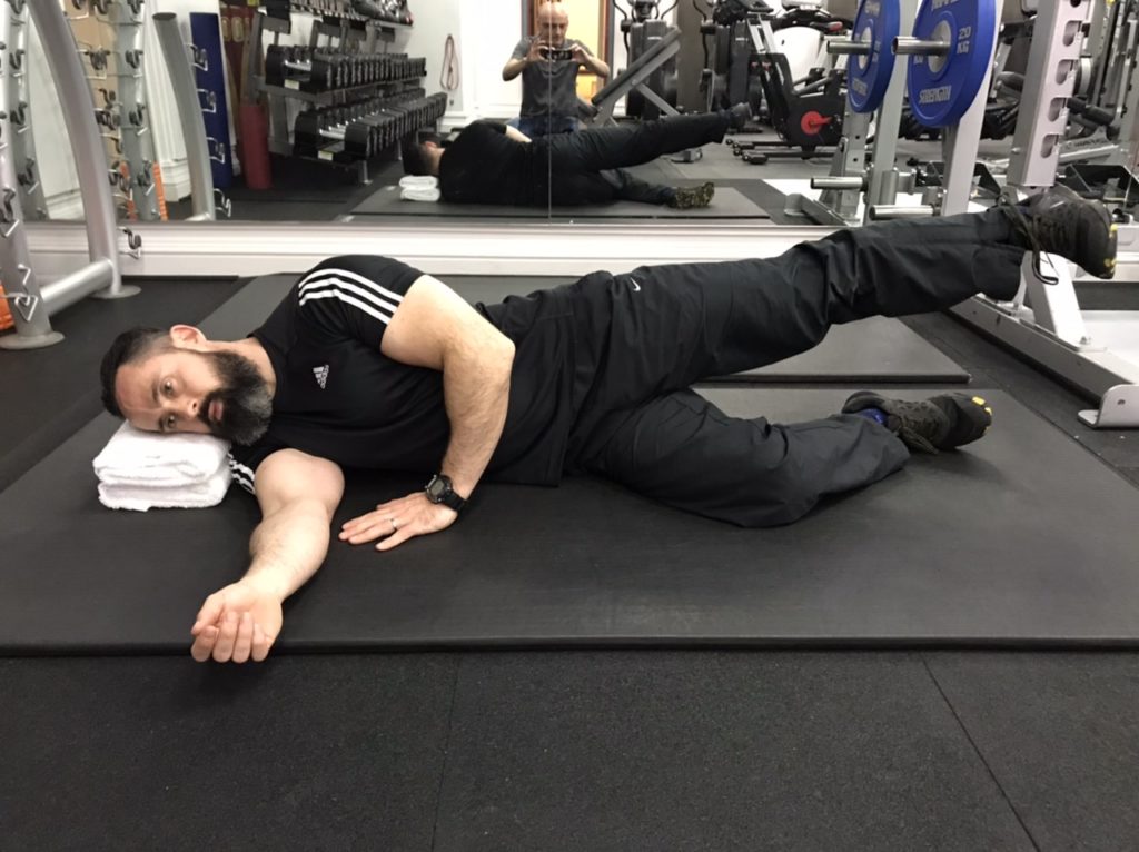Side lying hip abduction home exercise